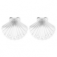 BY31&reg; Componenti in acciaio inossidabile orecchini conchiglia con 5 anellini argento