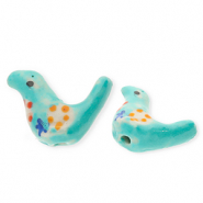 Perline di ceramica uccello turchese-multicolore