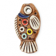 Pendente di ceramica pesce marrone-bianco-blu scuro-rosso