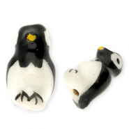 Perline di ceramica pinguino bianco-nero