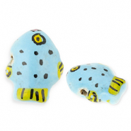 Perline di ceramica pesce blu-giallo-nero