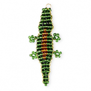 BY31&reg; Ciondoli con perline di vetro cocodrillo verde scuro-marrone ambra-nero-oro