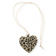 Ciondoli accattivanti cuore con stampa leopardo marrone beige-marrone scuro