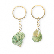 Portachiavi conchiglia verde multicolore-oro
