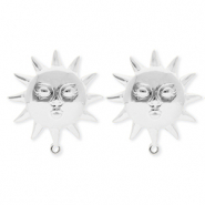 BY31&reg; Componenti in acciaio inossidabile orecchini sole con faccia con anellino argento