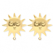 BY31&reg; Componenti in acciaio inossidabile orecchini sole con faccia con anellino oro
