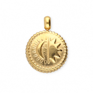 BY31® Ciondoli in acciaio inossidabile tonda con sole & luna oro