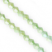 Perline sfaccettate bicone 6mm verde multicolore-rivestimento AB