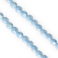 Perline sfaccettate tonde 6mm blu-rivestimento AB