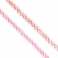 Perline sfaccettate tonde 4mm rosa azalea-rivestimento AB
