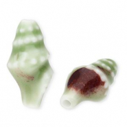 Perline di ceramica lumachina verde chiaro-marrone