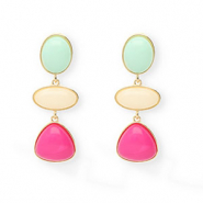 Orecchini alla moda con perno in acciaio inossidabile oro-verde menta-biancastro-rosa hot