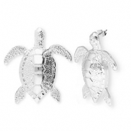 Orecchini alla moda tartaruga con perno in acciaio inossidabile argento