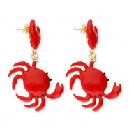 Orecchini alla moda smalto granchino con perno in acciaio inossidabile oro-rosso