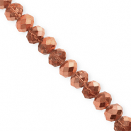 Perline sfaccettate 8x6mm rondella oro rosa-effetto perlato