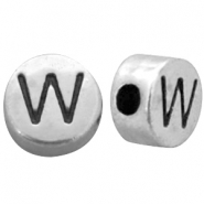 Perline alfabeto di metallo DQ con disegno lettera W argento antico (privo di nichel)