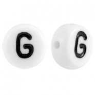 Perline alfabeto in acrilico con disegno lettera G bianco