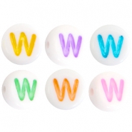 Perline alfabeto in acrilico con disegno lettera W multicolore - bianco