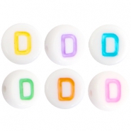 Perline alfabeto in acrilico con disegno lettera D multicolore - bianco