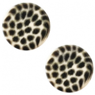 Cabochon Polaris Elements 12 mm piatto stampa leopardo beige seta