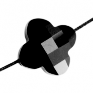 Perline sfaccettate fashion quadrifoglio nero giaietto