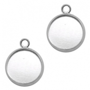 Castoni di metallo con anellino per cabochon 12 mm argento antico