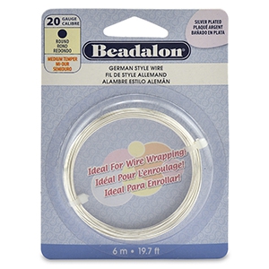 Beadalon filo stile tedesco 20 Gauge tondo argento