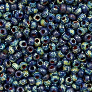 Rocailles Miyuki 8/0 Opaque picasso cobalt blue 8 - 4518