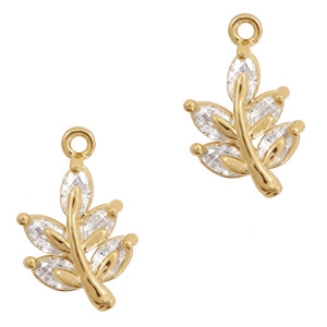 Ciondoli di metallo BQ strass foglia oro (privo di nichel)