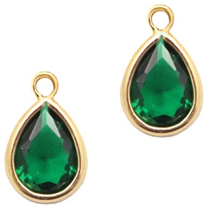 Pendenti di vetro Crystal Glass 11x7 mm a forma di goccia verde classico cristallo - oro