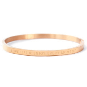 Bracciali in acciaio inossidabile con scritta 'love life and enjoy every moment' oro rosa