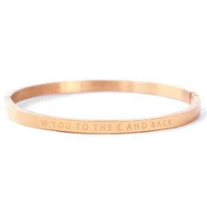 Bracciali in acciaio inossidabile con scritta 'I love you to the moon and back' oro rosa