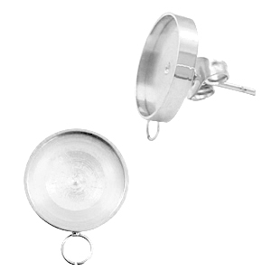 Polaris Steel in acciaio inossidabile perni con castone per cabochon 7 mm Swarovski SS34 con anellino orizzontale argento