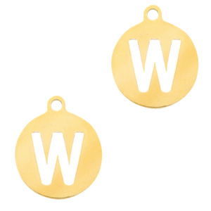 Ciondoli in acciaio inossidabile 10mm con disegno lettera W oro