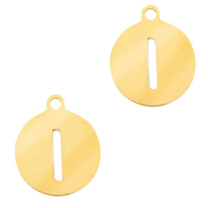 Ciondoli in acciaio inossidabile 10 mm rotondo con disegno lettera I oro