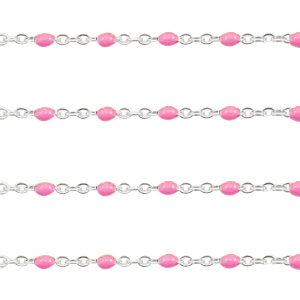 Componenti in acciaio inossidabile 1 mm catena stile rosario fucsia-argento
