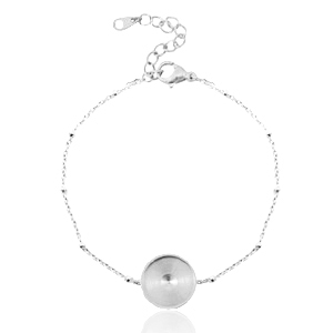 Polaris Steel in acciaio inossidabile bracciale con castone per cabochon 12mm pallina argento