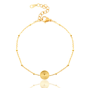 Polaris Steel in acciaio inossidabile bracciale con castone per cabochon 7mm Swarovski SS34 pallina oro