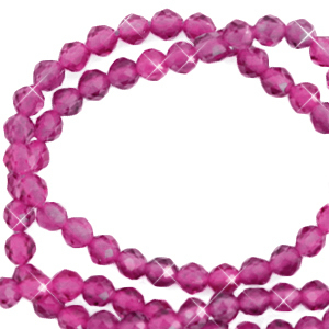 Perline in pietra naturale sfaccettate effetto 3mm rosa magenta