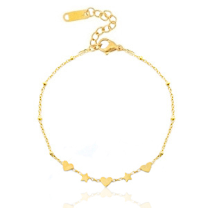 Bracciali in acciaio inossidabile cuoricini e stelline oro