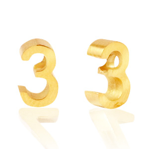 Perline in acciaio inossidabile con disegno numero 3 oro