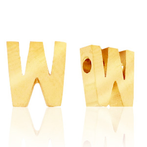 Perline in acciaio inossidabile con disegno lettera W oro