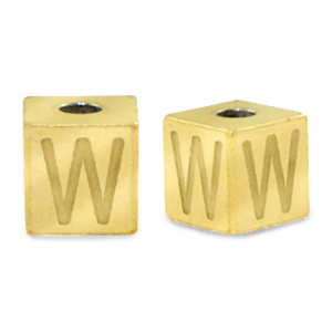 Perline in acciaio inossidabile lettera W oro
