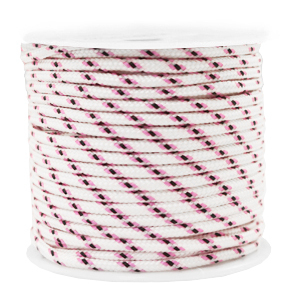 Cordoncino tubolare intrecciato 2mm bianco-rosa
