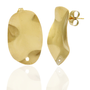 Orecchini in acciaio inossidabile ovale con anellino oro