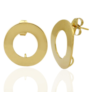 Orecchini in acciaio inossidabile 18mm con anellino oro