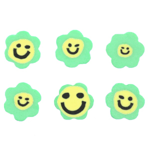Perline di polimero a forma di fiore smiley verde neon