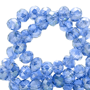 Perline sfaccettate 4x3 mm rondella blu ceruleo-effetto perlato