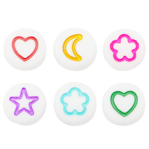 Perline alfabeto in acrilico mix di icone bianco-multicolore