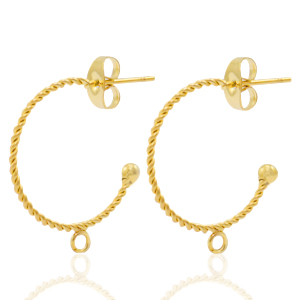 Orecchini in acciaio inossidabile a cerchio con anellino oro